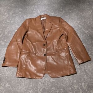 Aritzia Babaton Brown Vegan Leather Blazer (Size S)